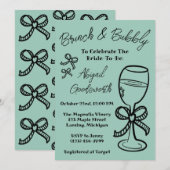 Whimsical Hand Drawn Bow Bridal Dusche Einladung (Vorne/Hinten)