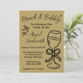 Whimsical Hand Drawn Bow Bridal Dusche Einladung (Stehend Vorderseite)