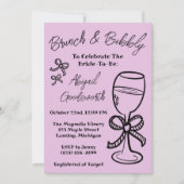 Whimsical Hand Drawn Bow Bridal Dusche Einladung (Vorderseite)