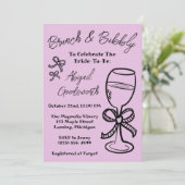 Whimsical Hand Drawn Bow Bridal Dusche Einladung (Stehend Vorderseite)