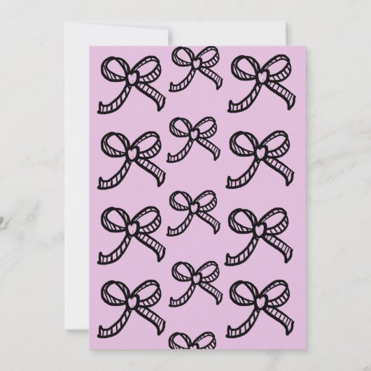 Whimsical Hand Drawn Bow Bridal Dusche Einladung (Rückseite)