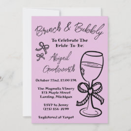 Whimsical Hand Drawn Bow Bridal Dusche Einladung