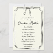 Whimsical Hand Drawn Bow Bridal Dusche Einladung (Vorderseite)