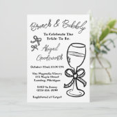 Whimsical Hand Drawn Bow Bridal Dusche Einladung (Stehend Vorderseite)