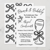 Whimsical Hand Drawn Bow Bridal Dusche Einladung (Vorne/Hinten)