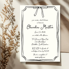 Whimsical Hand Drawn Bow Bridal Dusche Einladung