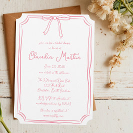 Whimsical Hand Drawn Bow Bridal Dusche Einladung