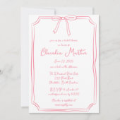 Whimsical Hand Drawn Bow Bridal Dusche Einladung (Vorderseite)