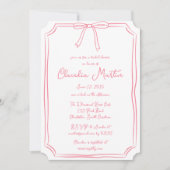 Whimsical Hand Drawn Bow Bridal Dusche Einladung (Vorderseite)