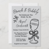 Whimsical Hand Drawn Bow Bridal Dusche Einladung (Vorderseite)