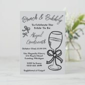 Whimsical Hand Drawn Bow Bridal Dusche Einladung (Stehend Vorderseite)