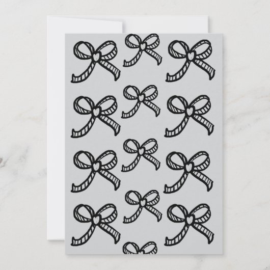 Whimsical Hand Drawn Bow Bridal Dusche Einladung (Rückseite)