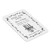 Whimsical Hand Drawn Bow Candelabra Save the Date Magnet (Rechte Seite)