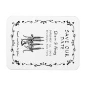 Whimsical Hand Drawn Bow Candelabra Save the Date Magnet (Horizontal)
