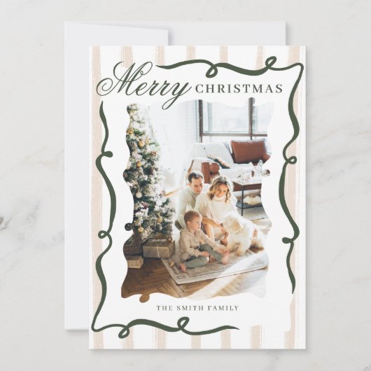 Whimsical Hand Drawn Bow Foto Weihnachten (Vorderseite)