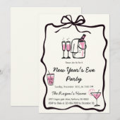 Whimsical Hand Drawn Bow Frame New Year Eve Party Einladung (Vorne/Hinten)