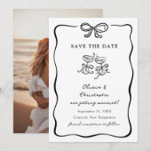 Whimsical Hand Drawn Bow Frame Save the Date Einladung (Vorne/Hinten)