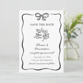 Whimsical Hand Drawn Bow Frame Save the Date Einladung (Stehend Vorderseite)
