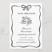 Whimsical Hand Drawn Bow Frame Save the Date Einladung (Vorderseite)