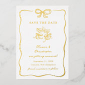 Whimsical Hand Drawn Bow Frame Save the Date Folieneinladung (Vorderseite)