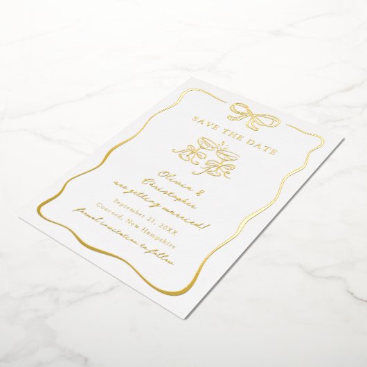 Whimsical Hand Drawn Bow Frame Save the Date Folieneinladung (Gedreht)