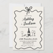 Whimsical Hand Drawn Bow Hochzeit Einladung (Vorderseite)