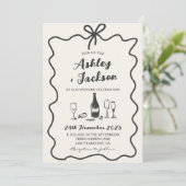 Whimsical Hand Drawn Bow Hochzeit Einladung (Stehend Vorderseite)