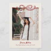 Whimsical Hand Drawn Bow Photo Graduation Party  Einladung (Rückseite)