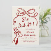 Whimsical Hand Drawn Bow Photo Graduation Party  Einladung (Stehend Vorderseite)