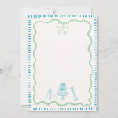 Whimsical Hand Drawn Bow Scribble Wavy Hochzeit Einladung (Rückseite)