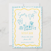 Whimsical Hand Drawn Bow Scribble Wavy Hochzeit Einladung (Vorderseite)