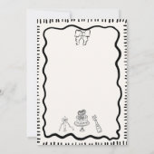 Whimsical Hand Drawn Bow Scribble Wavy Hochzeit Einladung (Rückseite)