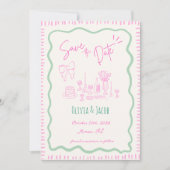 Whimsical Hand Drawn Bow Scribble Wavy Hochzeit Einladung (Vorderseite)