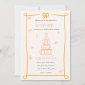 Whimsical Hand Drawn Bow Scribble Wedding Einladung (Vorderseite)