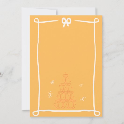 Whimsical Hand Drawn Bow Scribble Wedding Einladung (Rückseite)