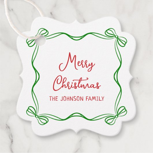 Whimsical Hand Drawn Bow Weihnachtsgeschenk Geschenkanhänger (Vorderseite)