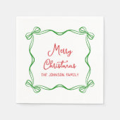 Whimsical Hand Drawn Bow Weihnachtsgeschenk Serviette (Vorderseite)