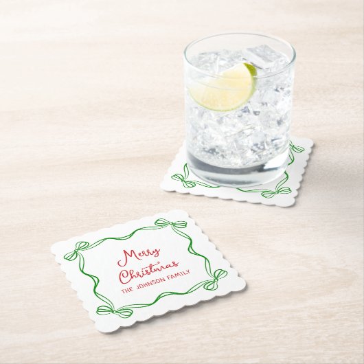 Whimsical Hand Drawn Bow Weihnachtsgeschenk Untersetzer (Vor Ort)