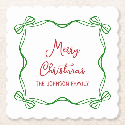 Whimsical Hand Drawn Bow Weihnachtsgeschenk Untersetzer (Vorderseite)