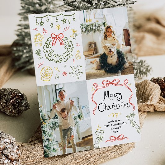 Whimsical Hand Drawn Bows Frohe Weihnachten 2 Foto