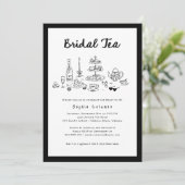 Whimsical Hand Drawn Brautparty Bridal Tee Einladung (Stehend Vorderseite)