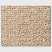 Whimsical Hand Drawn Brown Doodle Erntedank Geschenkpapier (Flach)