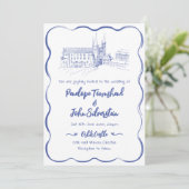 Whimsical Hand Drawn Castle Illustration Hochzeit Einladung (Stehend Vorderseite)