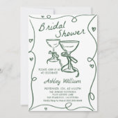 Whimsical Hand Drawn Champagne Brautparty Einladung (Vorderseite)
