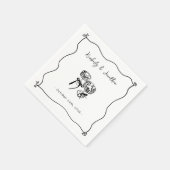 Whimsical Hand Drawn Champagne Hochzeit Serviette (Ecke)