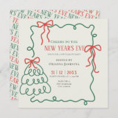 Whimsical Hand Drawn Champagne New Years Eve Party Einladung (Vorne/Hinten)