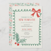 Whimsical Hand Drawn Champagne New Years Eve Party Einladung (Vorne/Hinten)