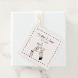 Whimsical Hand Drawn Champagne Toast Wedding Geschenkanhänger