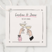 Whimsical Hand Drawn Champagne Toast Wedding Geschenkanhänger (Vorderseite)