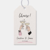 Whimsical Hand Drawn Champagne Toast Wedding Geschenkanhänger (Vorderseite)